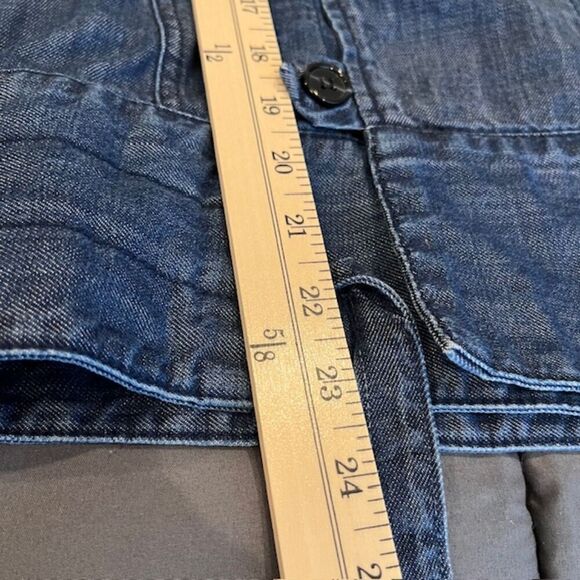 Fifteen Twenty Denim Chambray Cross Front Jacket Lightweight Blue Oversized XS - Picture 11 of 15